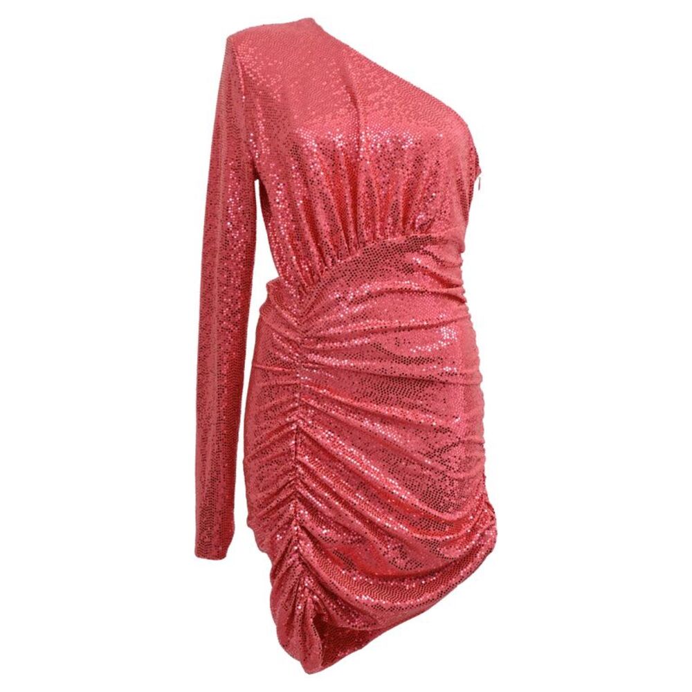 Alexandre Vauthier One-Shoulder Sequined Mini Dress in Pink Polyamide